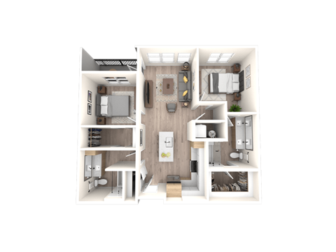 3D Floor Plan Image of 2A Option 2